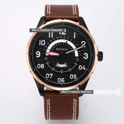 Men's Watches Quartz Wristwatches Leather Band Casual Water Resist Analog Watches Calendar Date Wrist Watch of Men