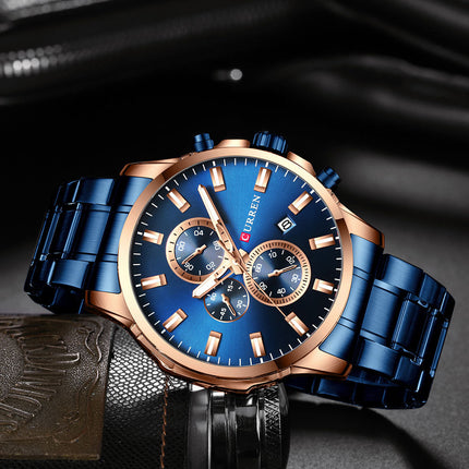 Men's watches,Men's Analog Watch Waterproof Quartz Watch of Men Business Fashion Stainless Steel Multifunctional Wristwatch