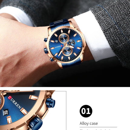 Men's watches,Men's Analog Watch Waterproof Quartz Watch of Men Business Fashion Stainless Steel Multifunctional Wristwatch