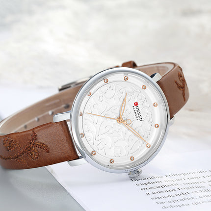 Women's fashion Watches, Elegant Lady's Watch Leather Band Ladies Watch for Women Waterproof Leisure Quartz Stone Watch