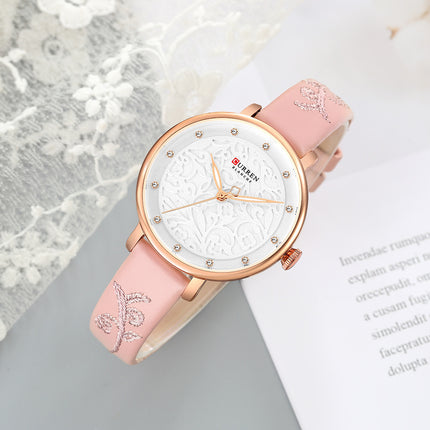 Women's fashion Watches, Elegant Lady's Watch Leather Band Ladies Watch for Women Waterproof Leisure Quartz Stone Watch