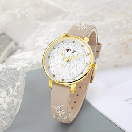 Women's fashion Watches, Elegant Lady's Watch Leather Band Ladies Watch for Women Waterproof Leisure Quartz Stone Watch