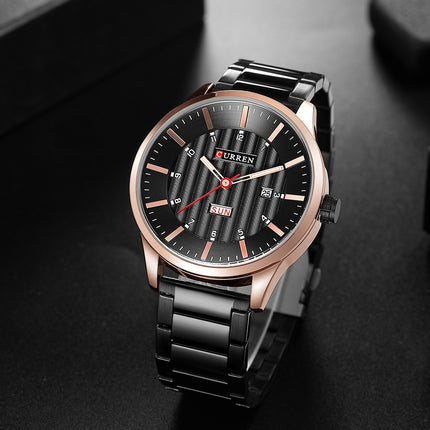 Men's Watches, Waterproof & Fashionable Business Style Steel Band Quartz Wristwatch Watch Dual Calendar Watch for Men