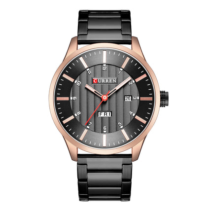 Men's Watches, Waterproof & Fashionable Business Style Steel Band Quartz Wristwatch Watch Dual Calendar Watch for Men