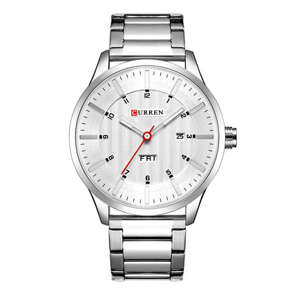 Men's Watches, Waterproof & Fashionable Business Style Steel Band Quartz Wristwatch Watch Dual Calendar Watch for Men