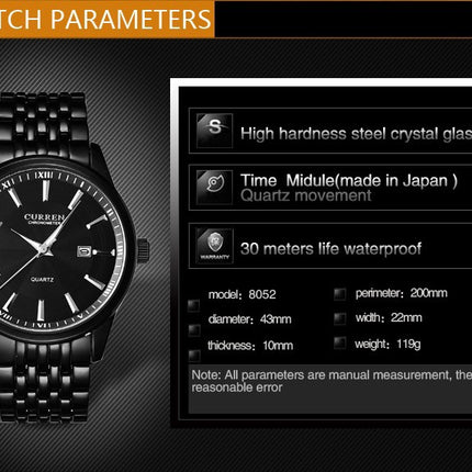 Men's Analog Digital Watches Waterproof Calendar Quartz Watch for Men Business Fashion Stainless Steel Wristwatch