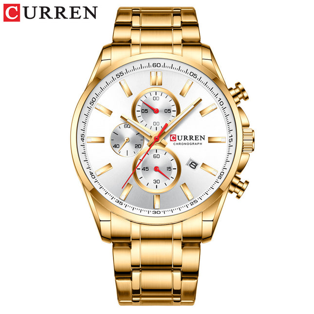 Men's Watches Stainless Steel Waterproof Analog Watches Quartz Fashion Business Chronograph Date Watch for Men