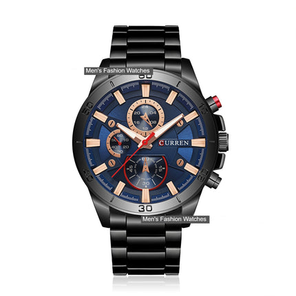 Men's Fashion Quartz Watch Stainless Steel Chronograph Waterproof Watch for Men Date Analog Men Wrist Watches