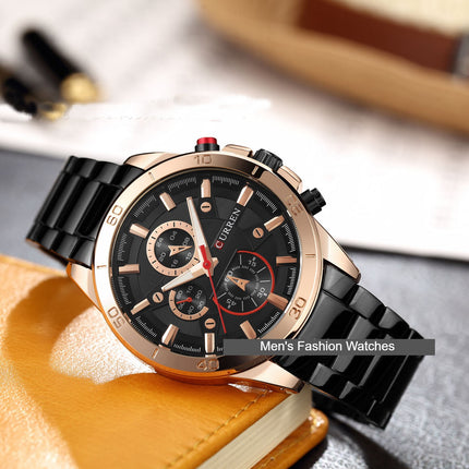 Men's Fashion Quartz Watch Stainless Steel Chronograph Waterproof Watch for Men Date Analog Men Wrist Watches