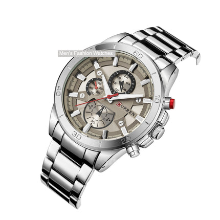 Men's Fashion Quartz Watch Stainless Steel Chronograph Waterproof Watch for Men Date Analog Men Wrist Watches