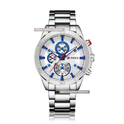 Men's Fashion Quartz Watch Stainless Steel Chronograph Waterproof Watch for Men Date Analog Men Wrist Watches