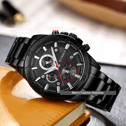 Men's Fashion Quartz Watch Stainless Steel Chronograph Waterproof Watch for Men Date Analog Men Wrist Watches