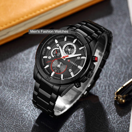 Men's Fashion Quartz Watch Stainless Steel Chronograph Waterproof Watch for Men Date Analog Men Wrist Watches