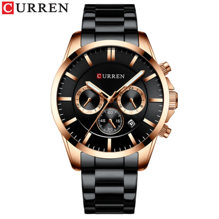 Men's Fashion Watches Multi-function Calendar Waterproof Chronograph Wristwatches,Stainsteel Steel Band Watch  for Men