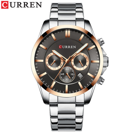 Men's Fashion Watches Multi-function Calendar Waterproof Chronograph Wristwatches,Stainsteel Steel Band Watch  for Men