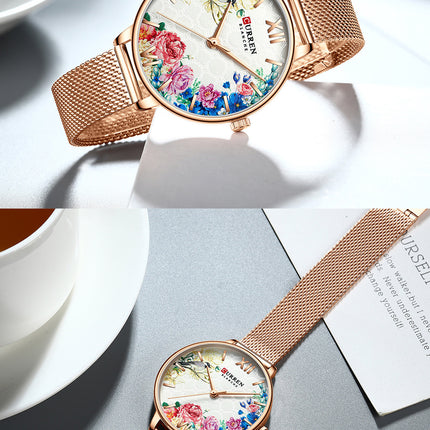 Women's Fashion Watches, Quartz Movement Stainless Steel Strap Analog Round Dial Watch for Women Wristwatch