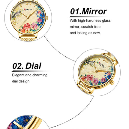 Women's Fashion Watches, Quartz Movement Stainless Steel Strap Analog Round Dial Watch for Women Wristwatch