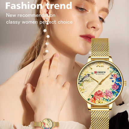 Women's Fashion Watches, Quartz Movement Stainless Steel Strap Analog Round Dial Watch for Women Wristwatch