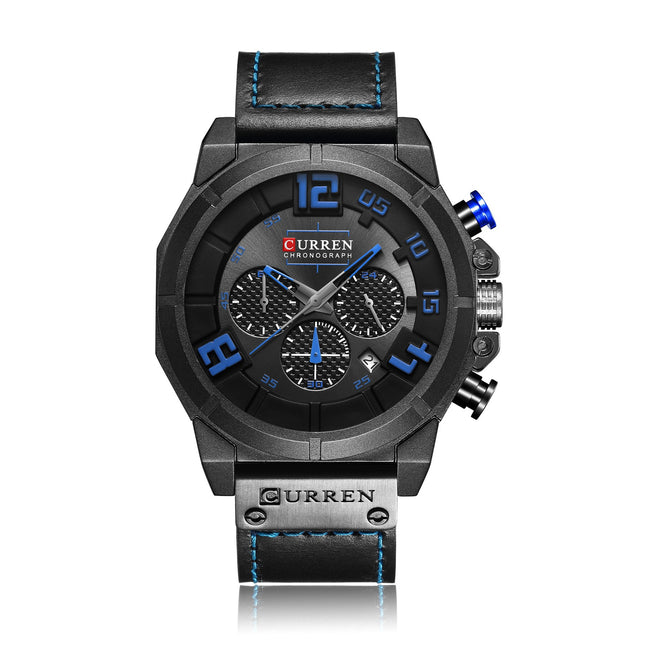 Men's Watches Analog Quartz Waterproof Leather Strap Wristwatch Casual Fashion Calendar Wrist Watches for Men
