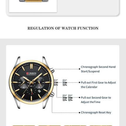 Men's Fashion Watches Date Quartz Waterproof Multifunction Wristwatches,Stainsteel Steel Band Sport Watch for Men