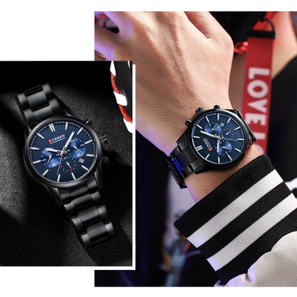Men's Fashion Watches Date Quartz Waterproof Multifunction Wristwatches,Stainsteel Steel Band Sport Watch for Men