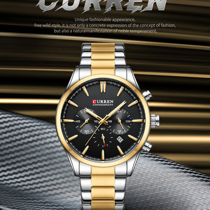 Men's Fashion Watches Date Quartz Waterproof Multifunction Wristwatches,Stainsteel Steel Band Sport Watch for Men