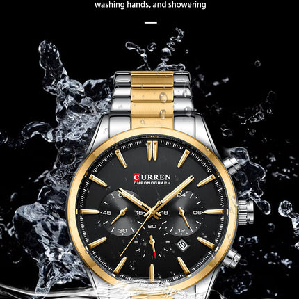 Men's Fashion Watches Date Quartz Waterproof Multifunction Wristwatches,Stainsteel Steel Band Sport Watch for Men