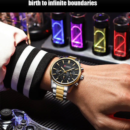Men's Fashion Watches Date Quartz Waterproof Multifunction Wristwatches,Stainsteel Steel Band Sport Watch for Men