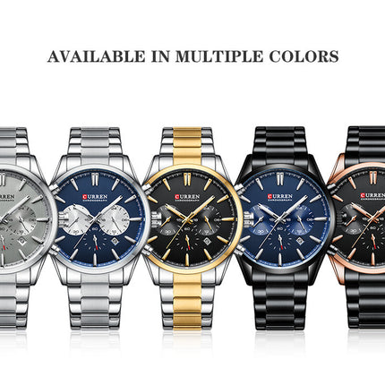 Men's Fashion Watches Date Quartz Waterproof Multifunction Wristwatches,Stainsteel Steel Band Sport Watch for Men