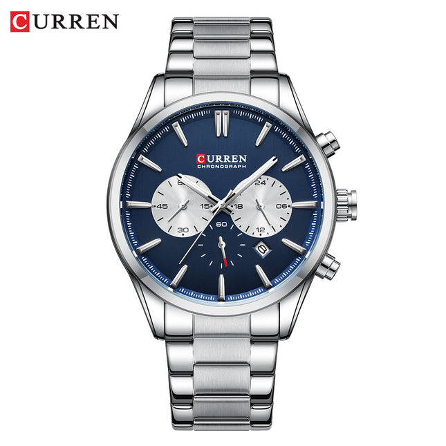 Men's Fashion Watches Date Quartz Waterproof Multifunction Wristwatches,Stainsteel Steel Band Sport Watch for Men