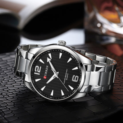 Men's Watches Fashion Stainless Steel Strap Casual Waterproof Wristwatch Business Quartz Watch for Men
