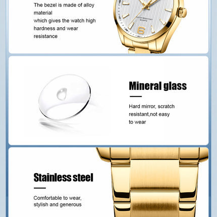 Men's Watches Fashion Stainless Steel Strap Casual Waterproof Wristwatch Business Quartz Watch for Men