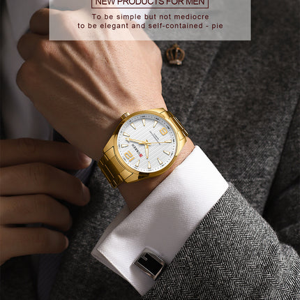 Men's Watches Fashion Stainless Steel Strap Casual Waterproof Wristwatch Business Quartz Watch for Men