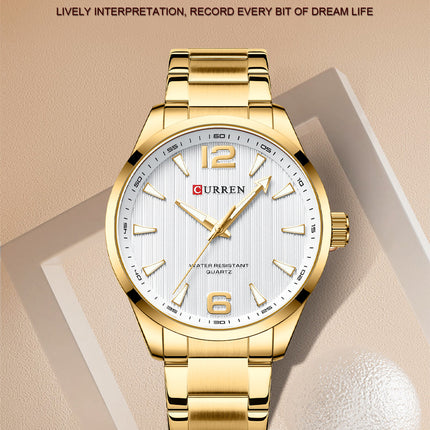 Men's Watches Fashion Stainless Steel Strap Casual Waterproof Wristwatch Business Quartz Watch for Men