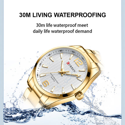 Men's Watches Fashion Stainless Steel Strap Casual Waterproof Wristwatch Business Quartz Watch for Men