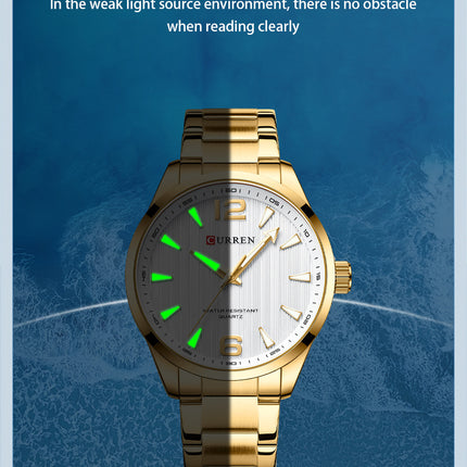 Men's Watches Fashion Stainless Steel Strap Casual Waterproof Wristwatch Business Quartz Watch for Men