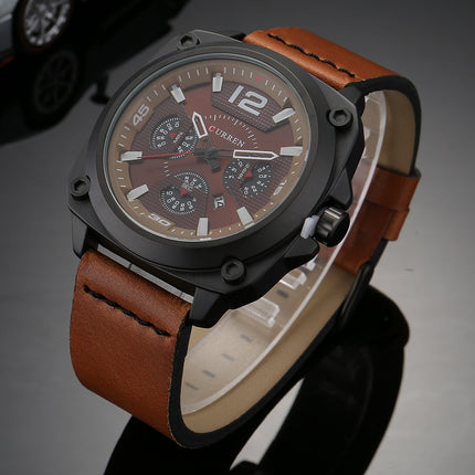 Men's Watches Analog Quartz Classic Casual Waterproof Wrist Fashion Watch Leather Band and Calendar Watch for Men