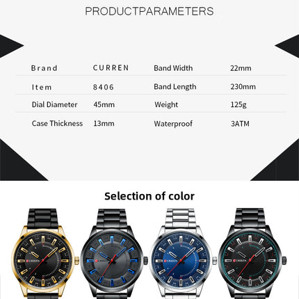 Men's Watches,  Waterproof Quartz wristwatches Stainless Steel Strap Watch for Men