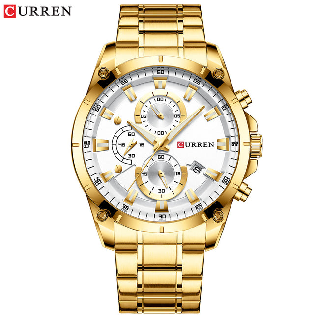 Men's Watches, Stainless Steel Strap Watch for Men Male Waterproof Quartz Business wristwatches-A3