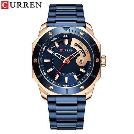 Men's Watches, Stainless Steel Strap wristwatches Waterproof Quartz Calendar Business Watch for Men