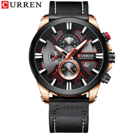 Men's Fashion Watches,  Leather Strap wristwatches Waterproof Quartz Calendar Watch for Men