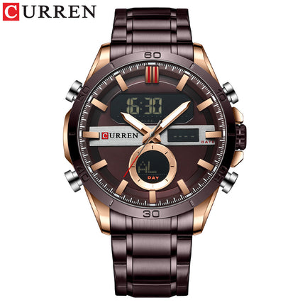 Men's Fashion Watches,  Stainless Steel Strap Waterproof Quartz Double Movement Watch for Men