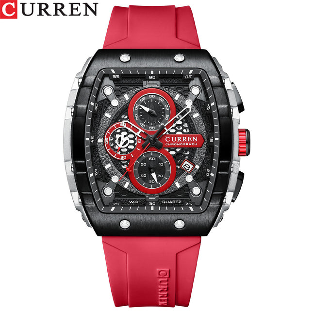 Men 's Wrist Watches Waterproof Analog Quartz Mutifuntional Chronograph Watch for Men Fashion Sports Watch with Silicone Strap