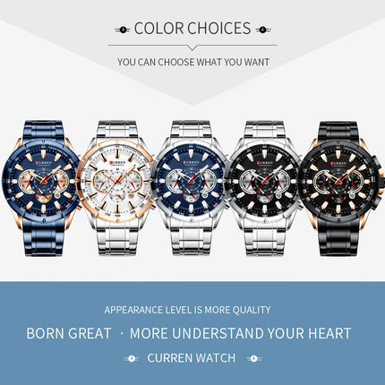 Men 's Watch-Luxury Stainless Steel Analog Digital Watches for Men Male Outdoor Sport Waterproof Calendar Wristwatch