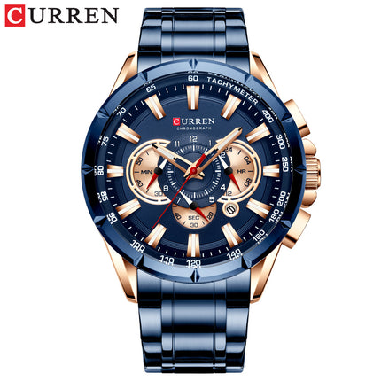 Men 's Watch-Luxury Stainless Steel Analog Digital Watches for Men Male Outdoor Sport Waterproof Calendar Wristwatch