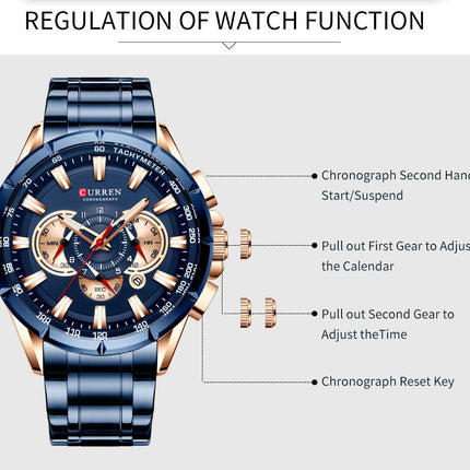 Men 's Watch-Luxury Stainless Steel Analog Digital Watches for Men Male Outdoor Sport Waterproof Calendar Wristwatch