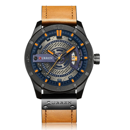 Men's Watches Sport Watch for Men Multifunction Chronograph Fashion Wristwatches Calendar With Leather Strap