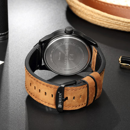 Men's Watches Sport Watch for Men Multifunction Chronograph Fashion Wristwatches Calendar With Leather Strap