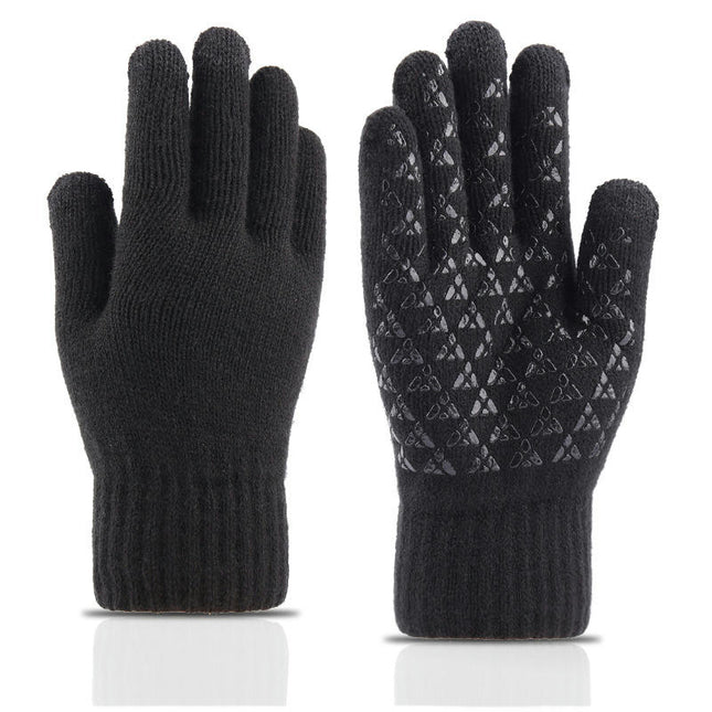 Men's Winter Knit Touchscreen Gloves Warm Texting Gloves Elastic Anti-slip Gloves for Adults