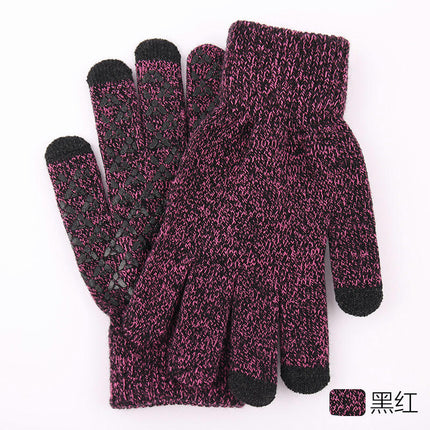 Winter Knitted Gloves, Soft Men's Touch Screen Cycling Gloves, Warm Full Finger Anti-Slip Running Gloves